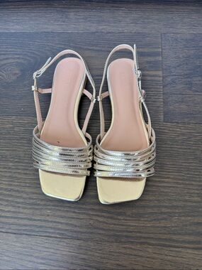 Women's Metallic Rose Gold Strappy Slingback Sandals